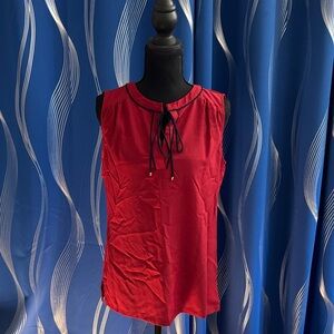 Tommy Hilfiger Red Sleeveless Tie-Neck Camisole with Black Trim